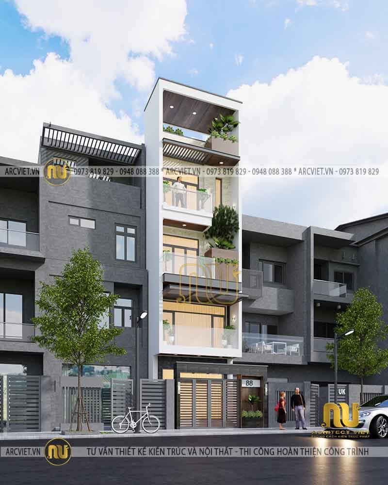 Phối cảnh kiến trúc nhà ống đẹp - View 2 kiến trúc nhà ống đẹp
