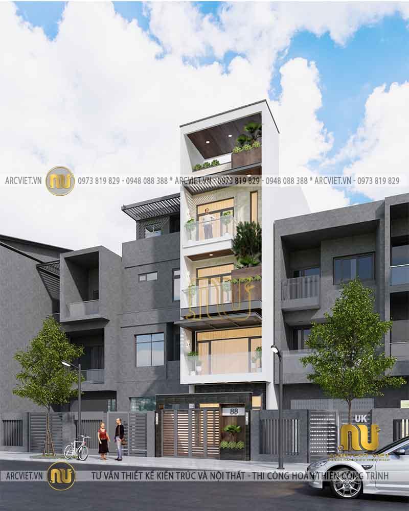 Phối cảnh kiến trúc nhà ống đẹp - View 1 kiến trúc nhà ống đẹp