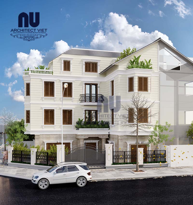 Chiêm ngưỡng mẫu biệt thự 12x16m 3 tầng 1 tum tân cổ điển 1 sang trọng tại Thach Thất biệt thự 12x16m 3 tầng 1 tum tân cổ điển 1