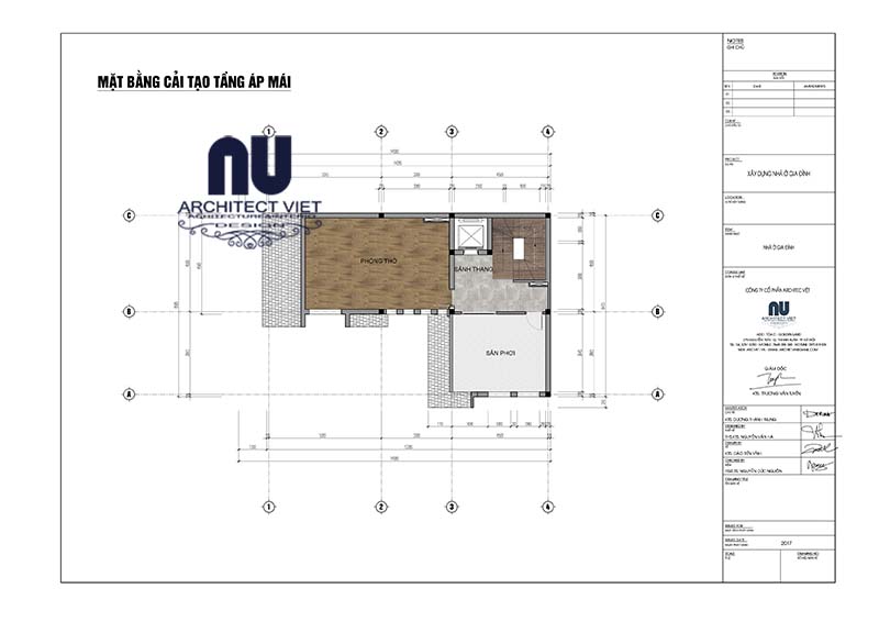 Bố trí mặt bằng công năng tầng tum mẫu biệt thự 12x16m 3 tầng tân cổ điển có phòng thờ và sân phơi rộng rãi biệt thự 12x16m 3 tầng tân cổ điển 7