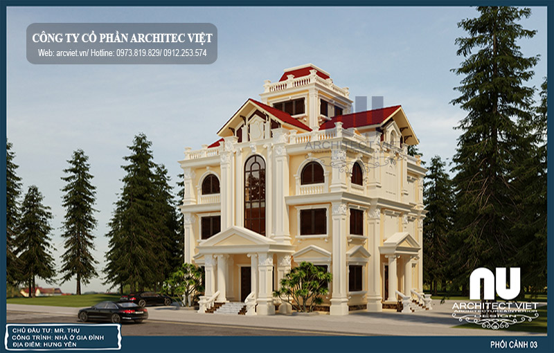 biệt thự 4 tầng phong cách tân cổ điển biệt thự 4 tầng diện tích 170m2 phong cách tân cổ điển