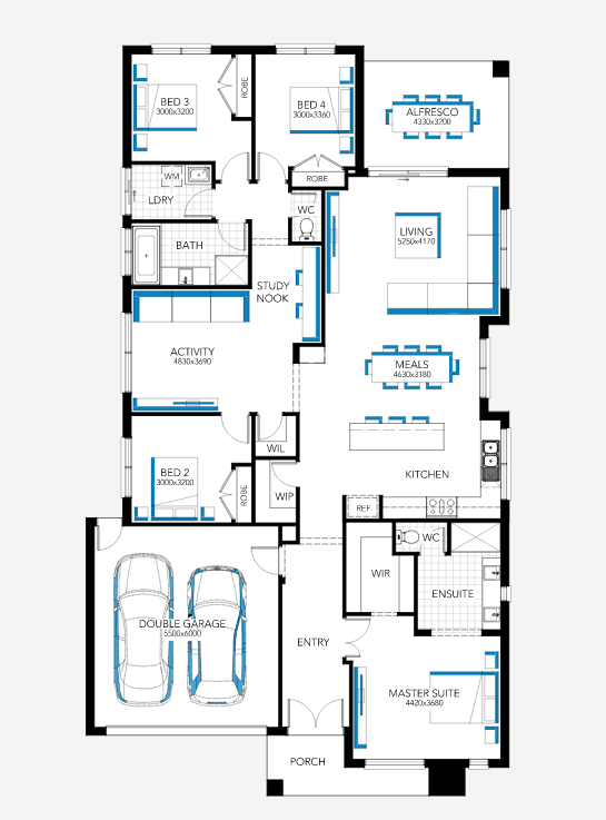 biệt thự 1 tầng phong cách châu Âu 240m2 bố trí mặt bằng công năng