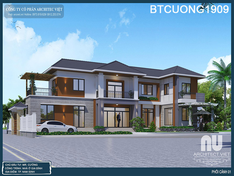 thiết kế biệt thự 2 tầng mái thái 188m2 sang trọng và đẹp thiết kế biệt thự 2 tầng mái thái 188m2