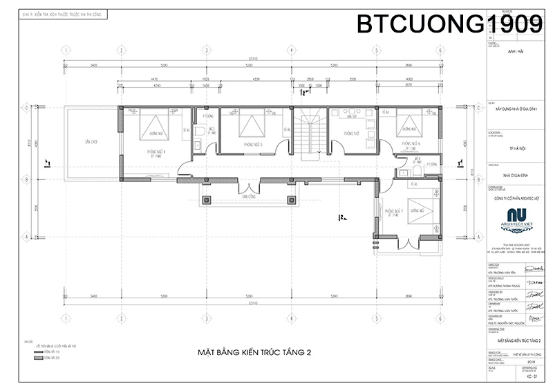 bố trí công năng tầng 2 biệt thự 2 tầng mái thái 188m2 tiện nghi tầng 2 biệt thự 2 tầng mái thái 188m2