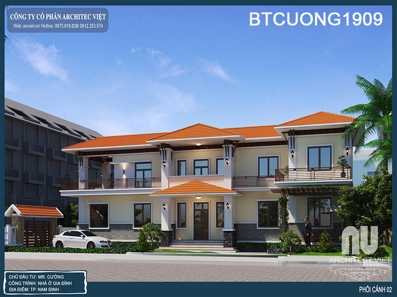 biệt thự 2 tầng mái thái 188m2 sang trọng phương án 1 biệt thự 2 tầng mái thái 188m2