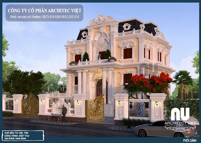 biệt thự 3 tầng kiểu Pháp 220m2 thiết kế biệt thự 3 tầng kiểu Pháp 220m2