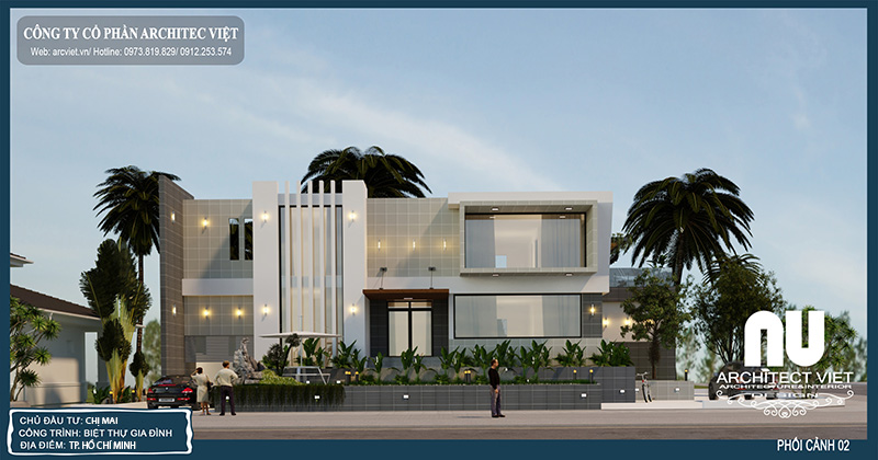 mẫu biệt thự hiện đại 2 tầng 210m2 sang trọng thiết kế biệt thự hiện đại 2 tầng 210m2