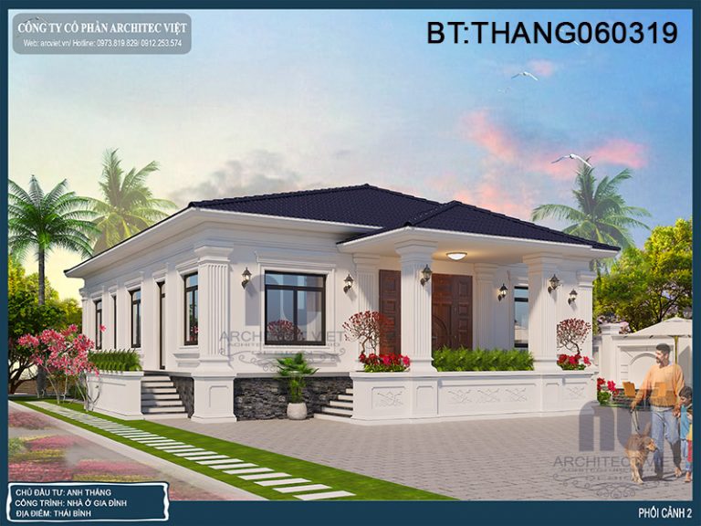 biệt thự nhà vườn cổ điển 1 tầng biệt thự sân vườn phong cách cổ điển 200m2