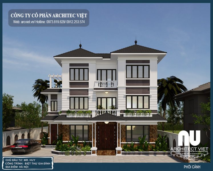 Bản vẽ thiết kế nhà hiện đại 3 tầng