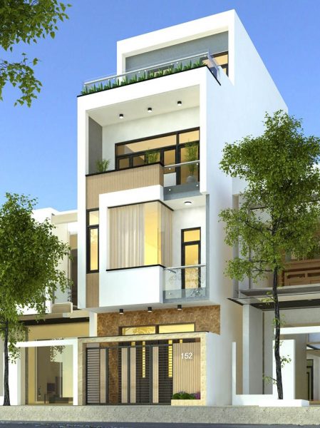 Nhà 3 tầng phong cách hiện đại với chất liệu kính tạo sự rộng thoáng xây nhà ống 700 triệu