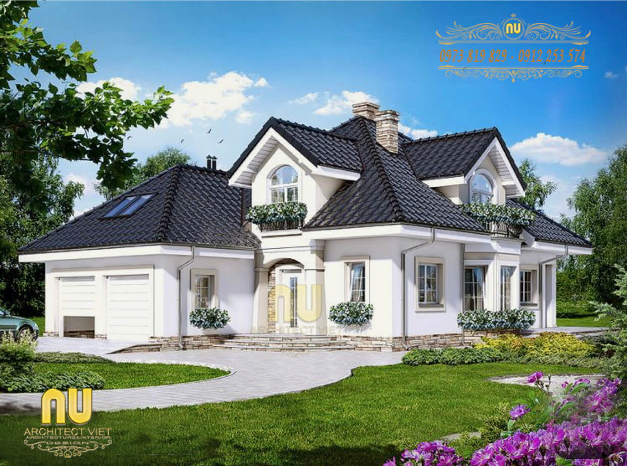 biệt thự 1 tầng 5 phòng ngủ hiện đại