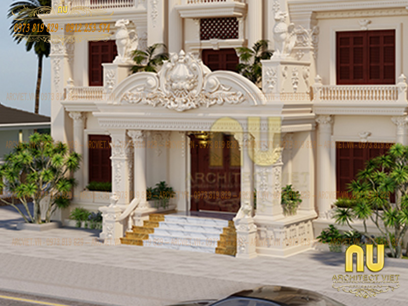 thiết kế biệt thự 4 tầng 190m2