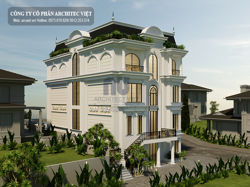 Thiết kế biệt thự với tone màu trắng làm chủ đạo Biệt thự với tone màu trắng làm chủ đạo
