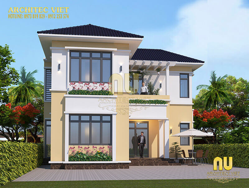 biệt thự chữ L hiện đại đẹp