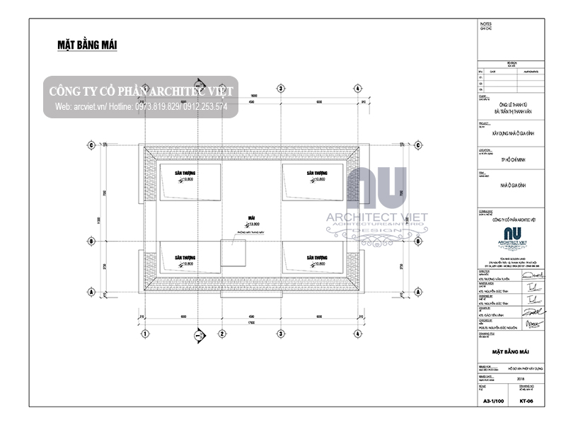 Thiết kế tầng mái với sân thượng rộng Tầng mái có sân thượng rộng