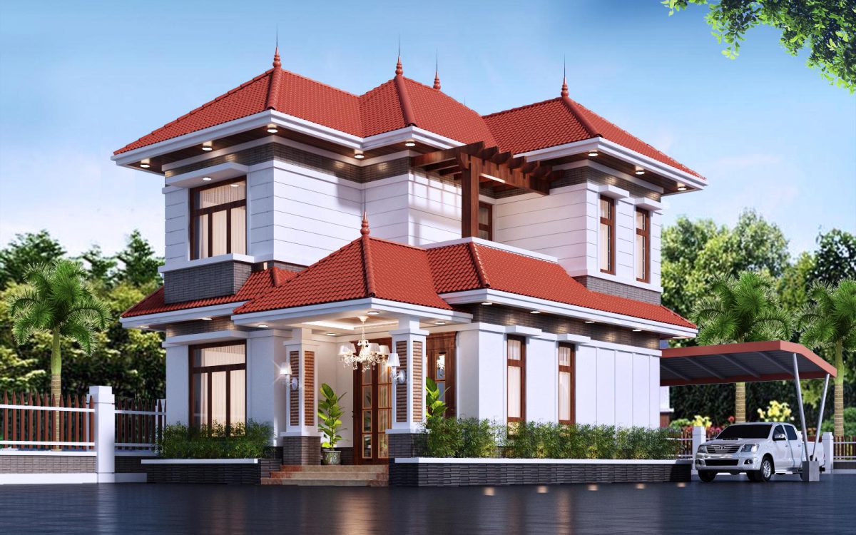 biệt thự 2 tầng mái thái đẹp biệt thự hiện đại 2 tầng mái thái