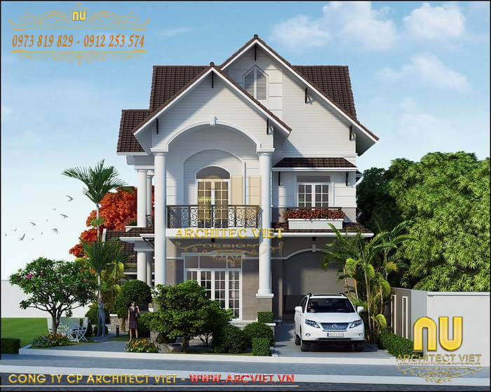 biệt thự 2 tầng mái dốc hiện đại biet-thu-2-tang-mai-doc
