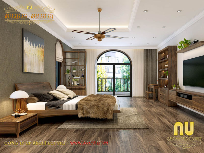 Không gian phòng ngủ ấn tượng biệt thự vườn mái ngói