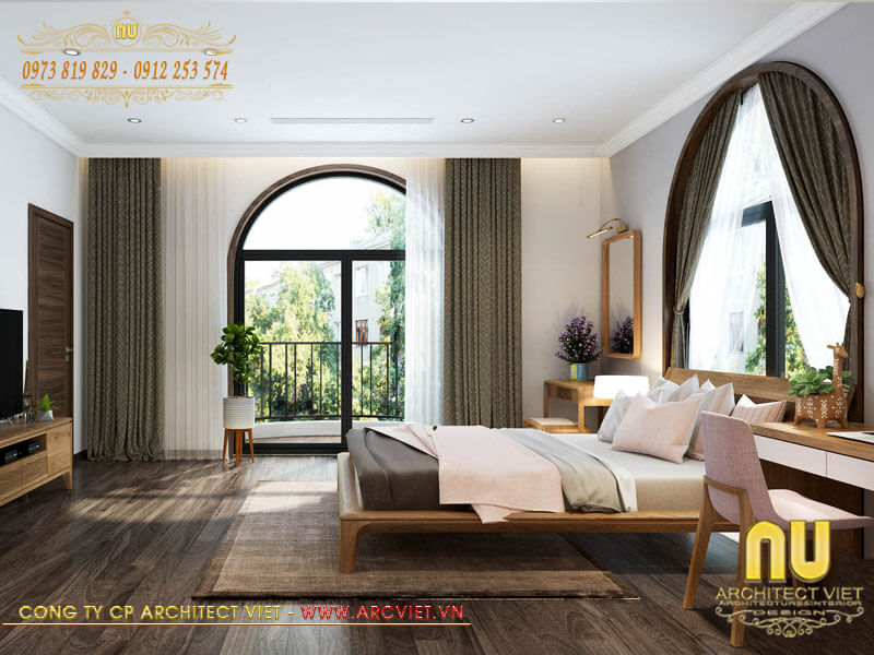 Thiết kế phòng ngủ đẹp biệt thự vườn mái ngói