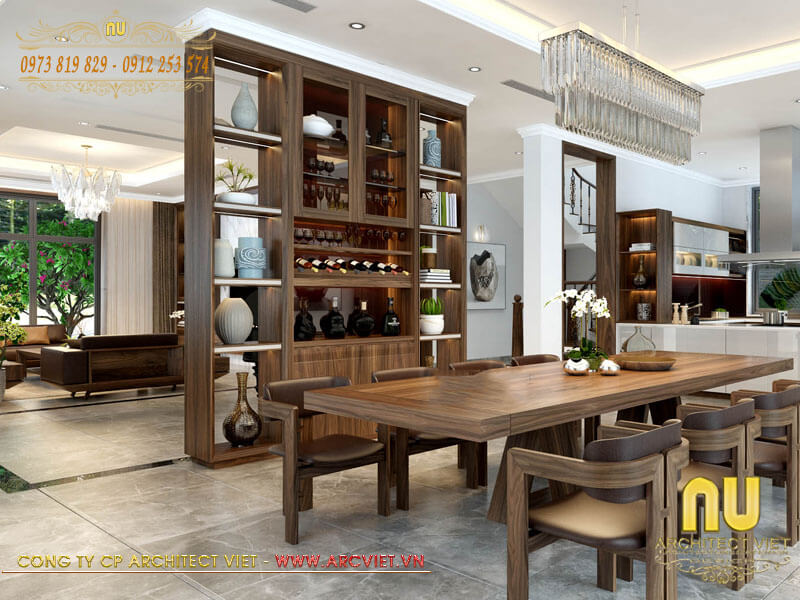 Thiết kế bàn ăn đẹp biệt thự vườn mái ngói