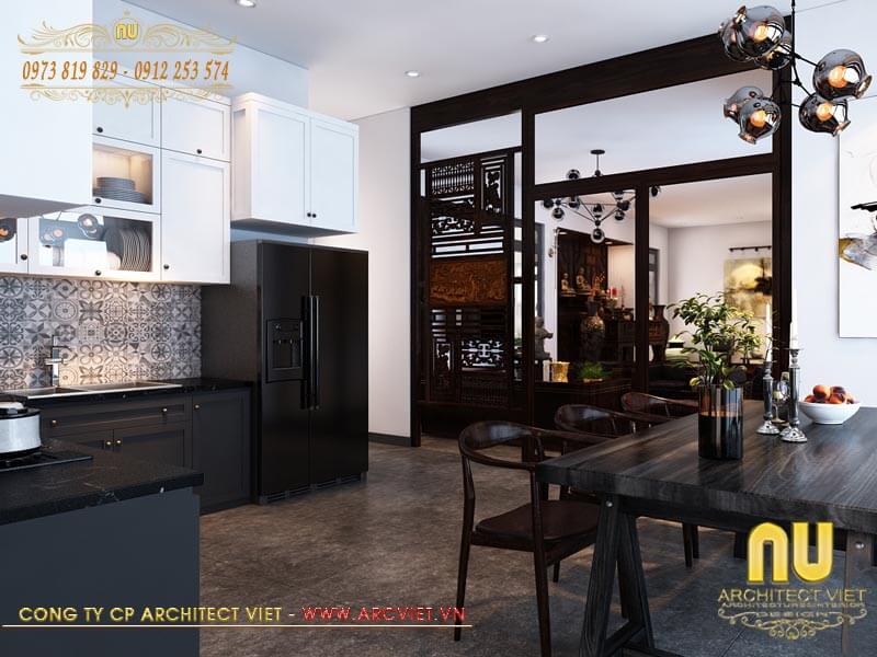 Phòng bếp mẫu nhà 2 tầng 2 thò 1 thụt nhà 2 tầng 2 thò 1 thụt