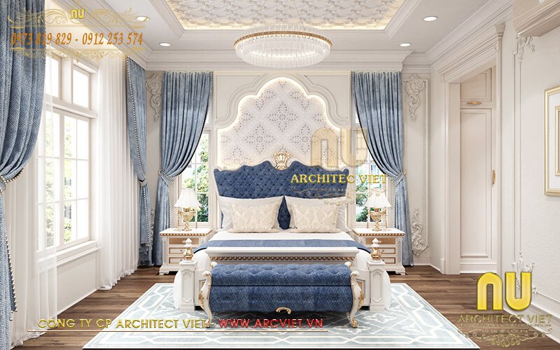 Phòng ngủ mang nét đẹp tân cổ điển trong mẫu biệt thự 3 tầng có tầng hầm biệt thự 3 tầng có tầng hầm