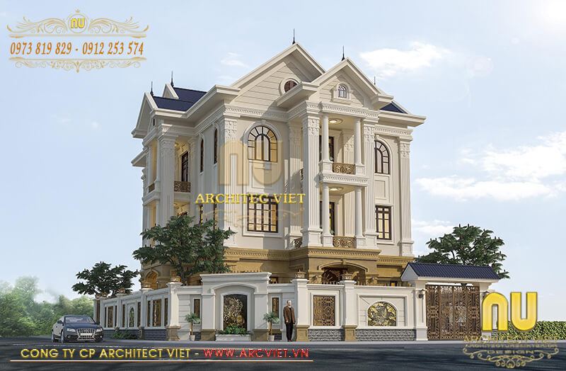 Biệt thự với các phào chỉ nổi bật biệt thự 3 tầng tân cổ điển