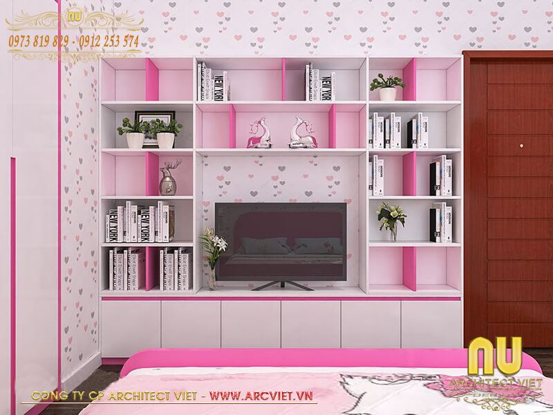 Trang trí phòng ngủ bé gái dễ thương ấn tượng trong mẫu nhà chữ l 90m2 nhà chữ l 90m2