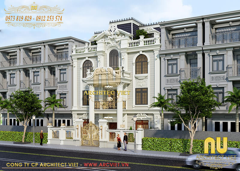 Ngoại thất biệt thự 3 tầng diện tích 120m2 biệt thự 3 tầng diện tích 120m2