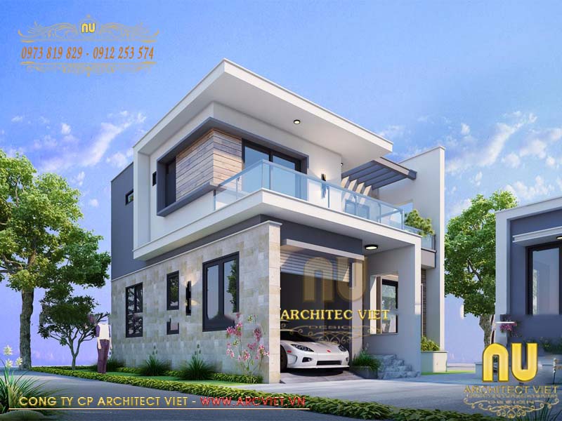 Mẫu thiết kế nhà để xe ô tô gia đình 2 tầng 3 phòng ngủ anh Đức - Gia Lâm, Hà Nội nhà để xe ô tô gia đình