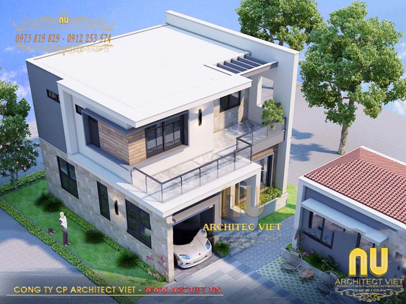 Không gian sống thoáng mát và thoải mái cuả mẫu nhà để xe ô tô gia đình 2 tầng 3 phòng ngủ nhà để xe ô tô gia đình