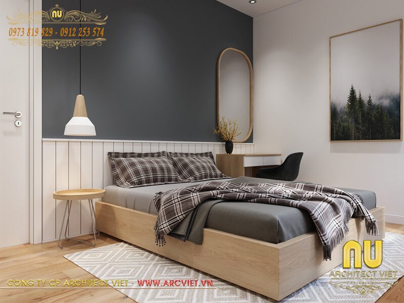 Thiết kế nội thất nhà để xe ô tô gia đình 2 tầng 160m2 - phòng ngủ con trai nhà để xe ô tô gia đình
