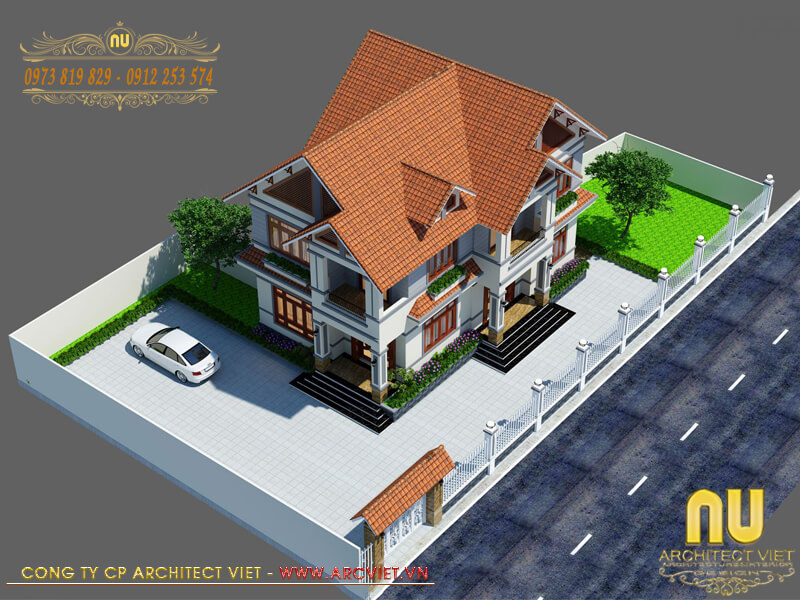 Hệ thống mái thái nhà mái thái sân vườn 2 tầng đẹp gần gũi với phong cách nhà vườn bình dị nhà mái thái sân vườn