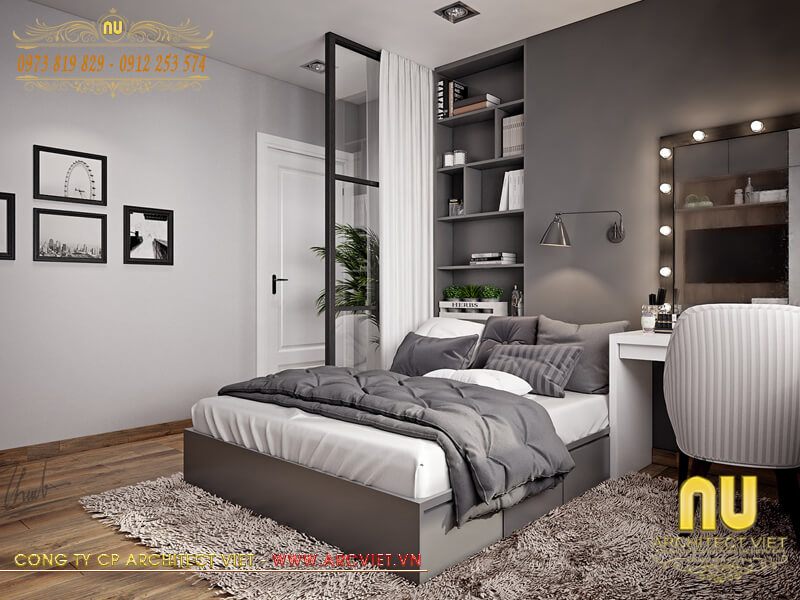 Không gian phòng ngủ mẫu nhà vuông mái thái 2 tầng đẹp mang đậm dấu ấn cá nhân nhà vuông mái thái 2 tầng