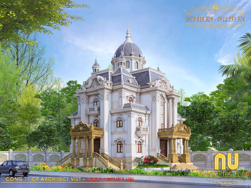 Mẫu thiết kế lâu đài dinh thự 3 tầng tân cổ điên 350m2 nhận được sự hài lòng từ gia chủ thiết kế lâu đài dinh thự