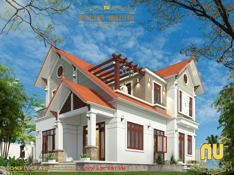 Mẫu thiết kế nhà 2 tầng 5x17m mái thái hiện đại thiết kế nhà 2 tầng 5x17m