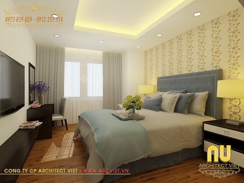 Phòng ngủ trong mẫu kiến trúc nhà ống đẹp kiến trúc nhà ống đẹp