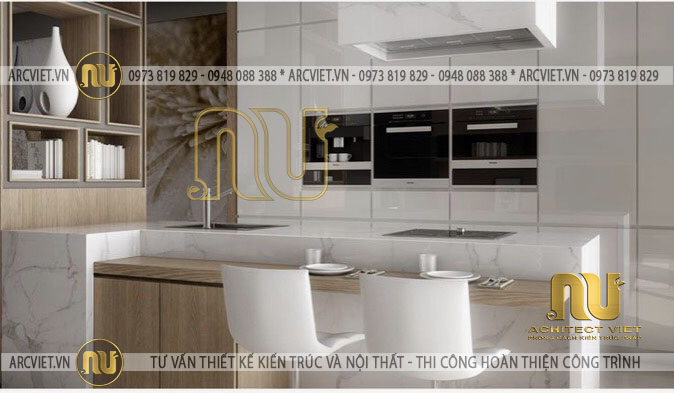 Nội thất phòng bếp của mẫu nhà phố 6 tầng 110m2 mẫu nhà phố 6 tầng 110m2