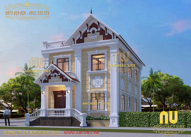 Phối cảnh nhà mái thái 8x12 - View 1 nhà mái thái 8x12