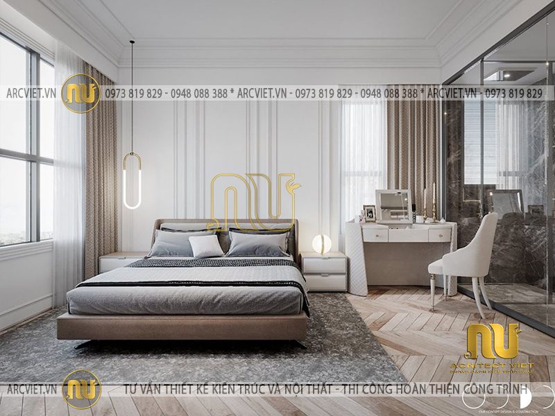 Nội thất phòng ngủ trong mẫu thiết kế biệt thự 10x16 thiết kế biệt thự 10x16