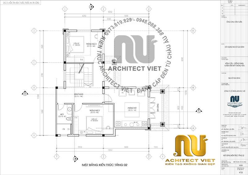 Mặt bằng kiến trúc tầng 2 nhà chữ L Nhà chữ L 2 tầng giá 850 triệu