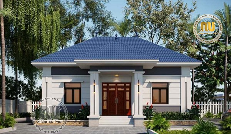 Mẫu nhà cấp 4 mái nhật có sân vườn tràn ngập cây xanh. Thiết kế nhà đẹp 9x12m