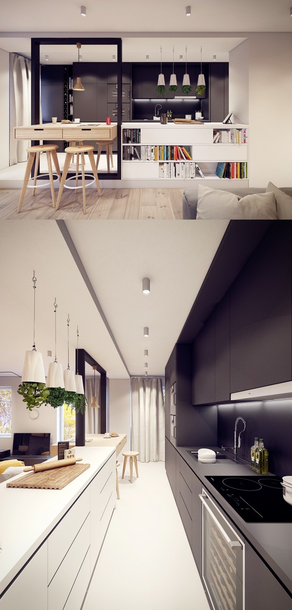 thiết kế nội thất phòng bếp với tone màu đen trắng 26 thiết kế nội thất phòng bếp với tone màu đen trắng 26