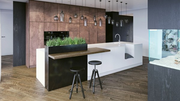 thiết kế nội thất phòng bếp với tone màu đen trắng 5 thiết kế nội thất phòng bếp với tone màu đen trắng 5