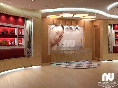 Thiết kế nội thất Spa Kim Cương - Sảnh lễ tân, nơi trưng bày các loại mỹ phẩm làm đẹp 1