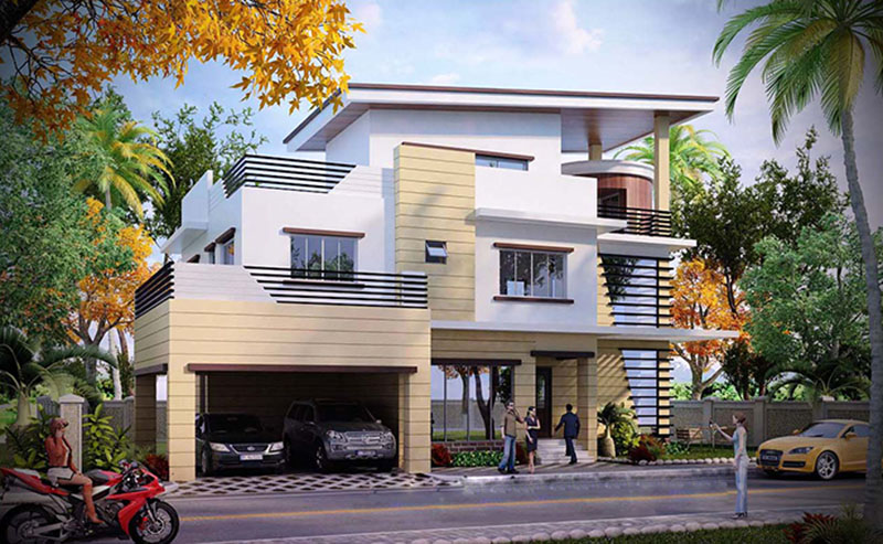 Hình ảnh mẫu biệt thự 2,5 tầng phong cách hiện đại mẫu 1