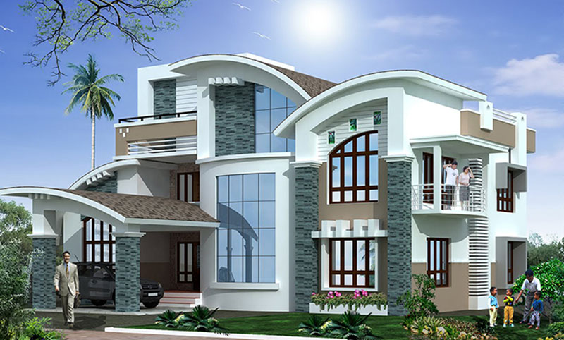 Phối cảnh biệt thự hiện đại 2 tầng 1 tum mẫu số 2