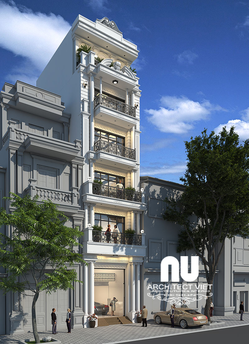 Góc nhìn nghiêng của ngôi nhà phố mặt tiền 5m