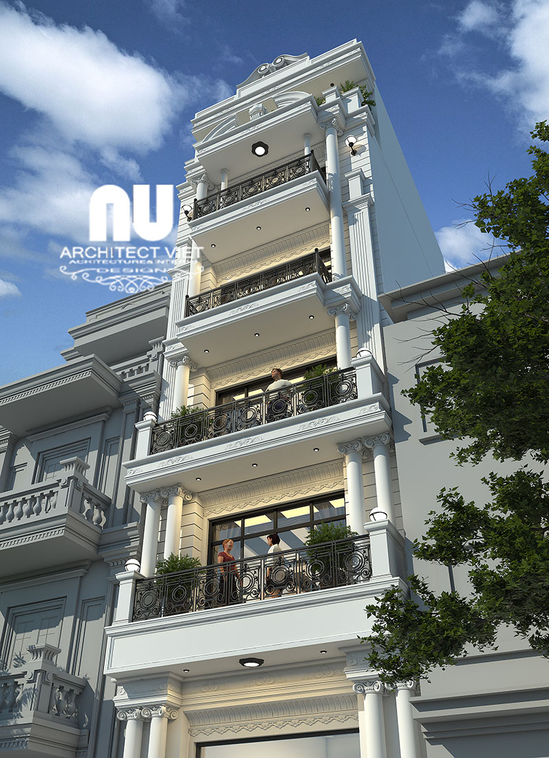 Thiết kế nhà ống 6 tầng có mặt tiền 5m