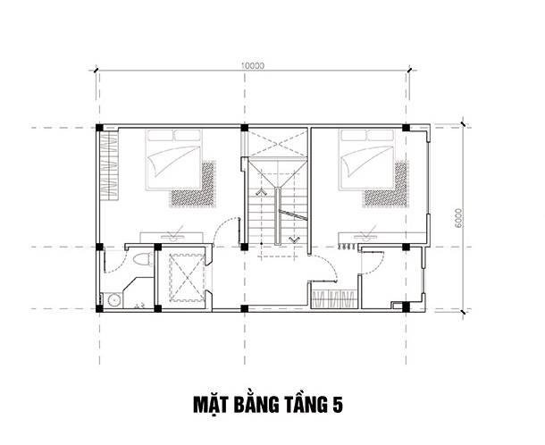 Bản vẽ mặt bằng nhà phố 5 tầng thiết kế kết hợp kinh doanh